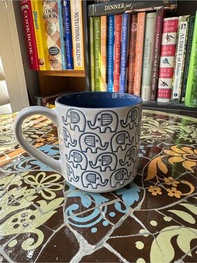 Blue Elephant Pattern Ceramic Mug - Home Dining